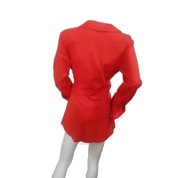 Natori Women's Tunic top   Size S Cotton Poplin Tie Front  Orange 30 - Picture 2 of 12